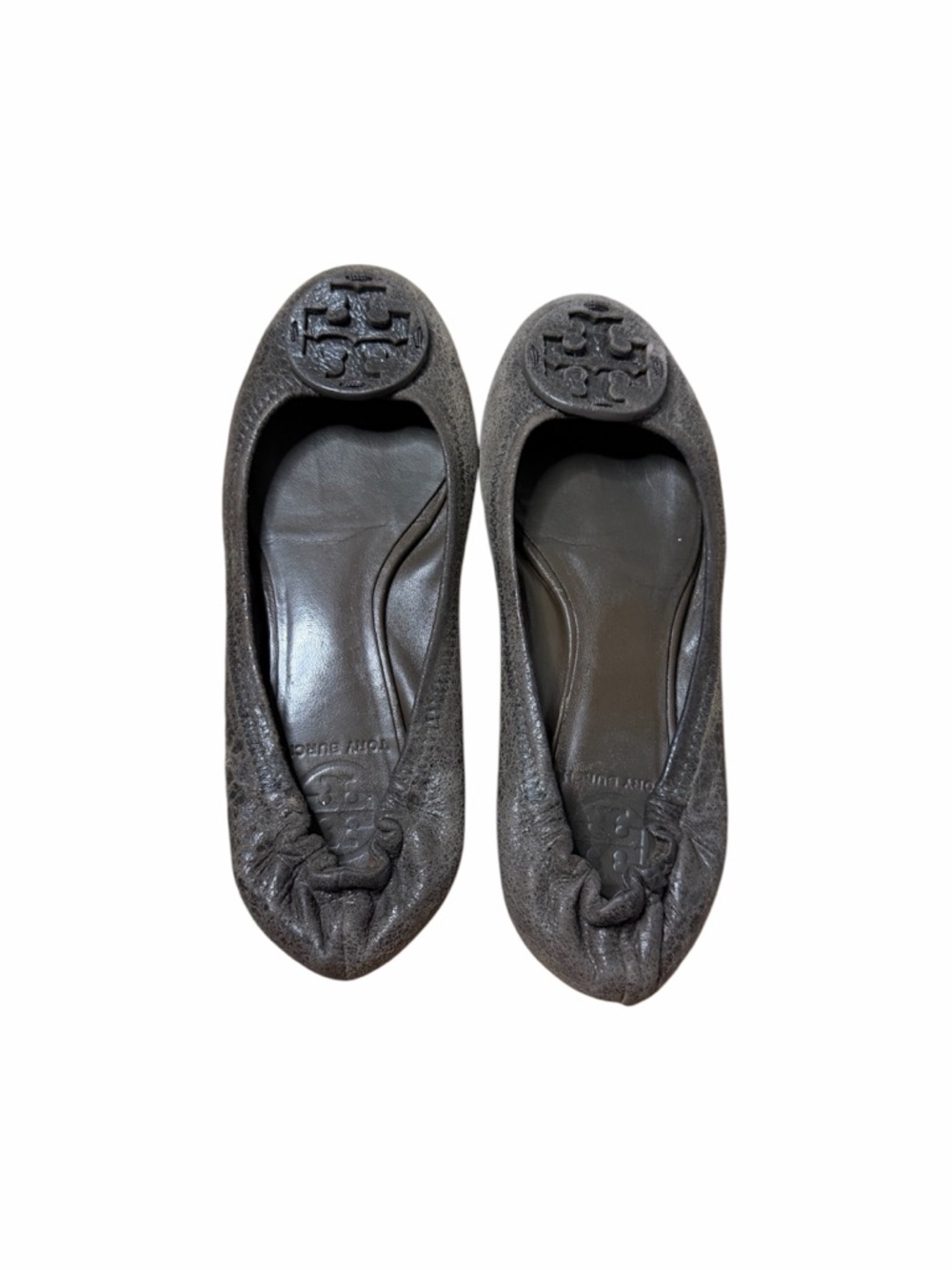 Tory Burch Dark Brown Reva Logo Ballet Flats Sz 6